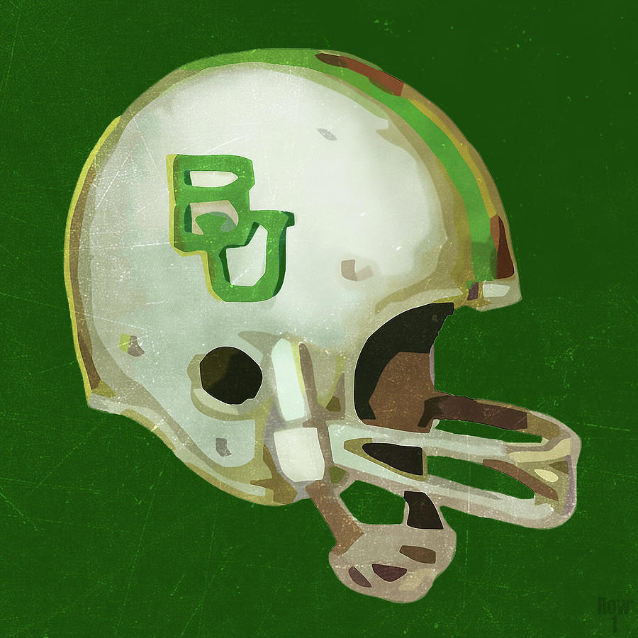 Seventies Baylor Football Helmet Art  Mixed Media by Row One Brand
