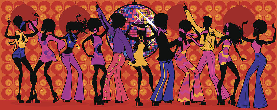 Seventies Disco Party Drawing by TheresaTibbetts