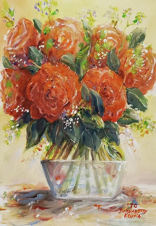 Red Roses Painting by Bernadette Krupa
