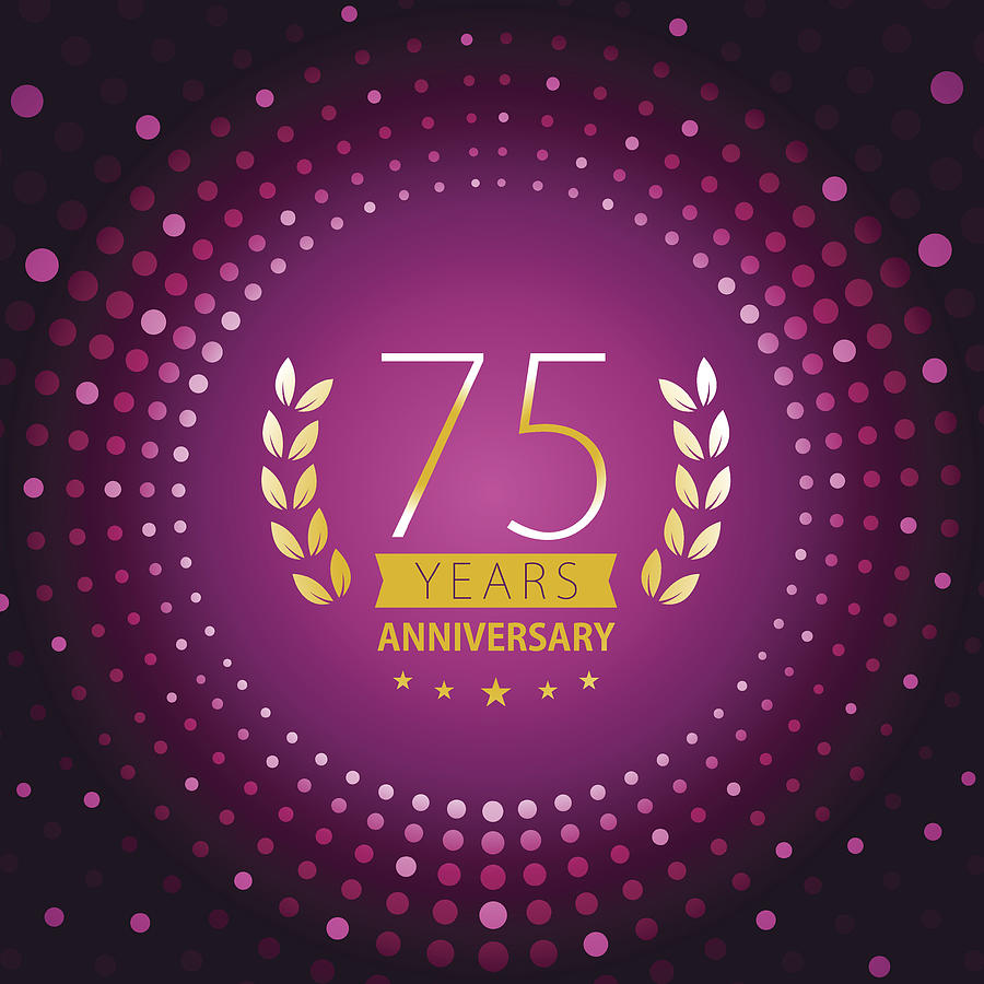Seventy-five years anniversary icon with purple color background Drawing by Simon2579