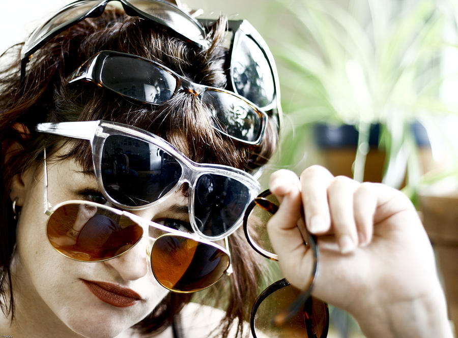 Several Pairs of Sunglasses on One Head Photograph by Pascale Douglas