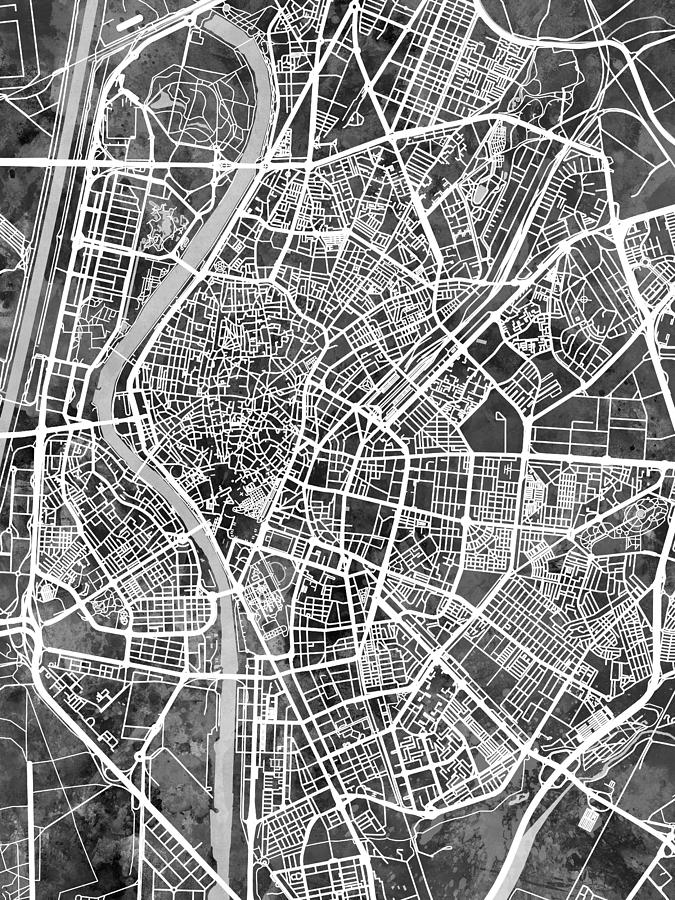 Sevilla Spain City Map #27 Digital Art by Michael Tompsett