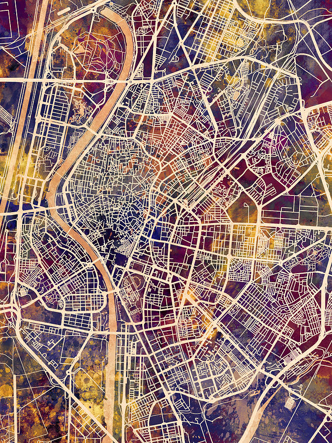 Sevilla Spain City Map #28 Digital Art by Michael Tompsett