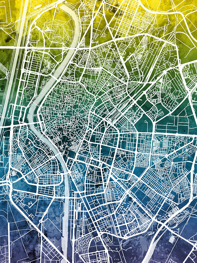 Sevilla Spain City Map #30 Digital Art by Michael Tompsett