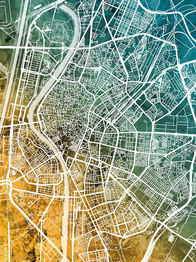 Sevilla Spain City Map #31 Digital Art by Michael Tompsett