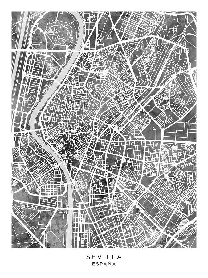 Sevilla Spain City Map #66 Digital Art by Michael Tompsett