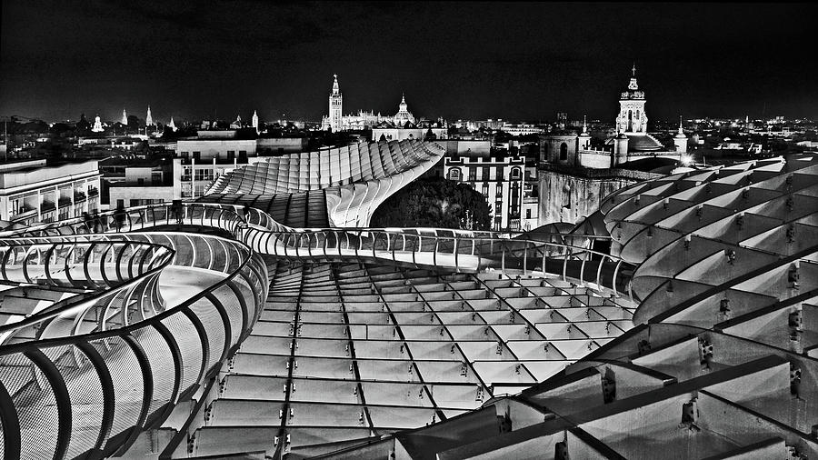 Sevilla, Spain - Metropol Parasol in Black and White Photograph by Carlos Alkmin