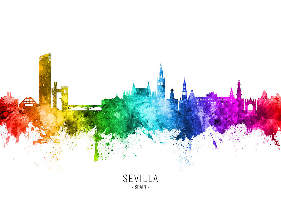Sevilla Spain Skyline #54 Digital Art by Michael Tompsett