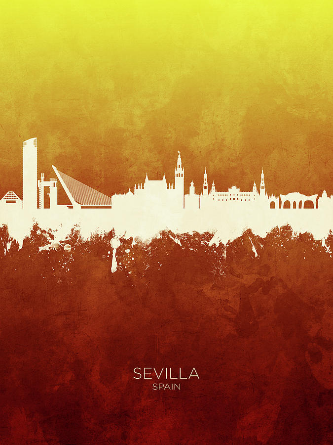 Skyline Digital Art - Sevilla Spain Skyline #97 by Michael Tompsett