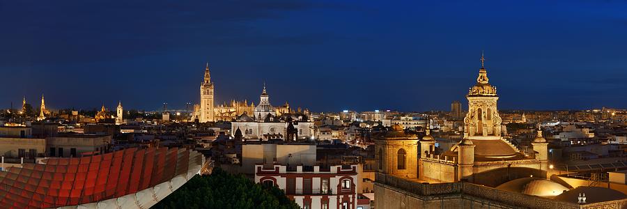 Seville night rooftop panorama view Photograph by Songquan Deng