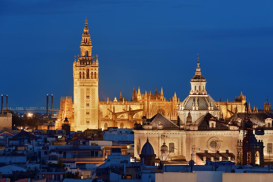 Seville night rooftop view Photograph by Songquan Deng