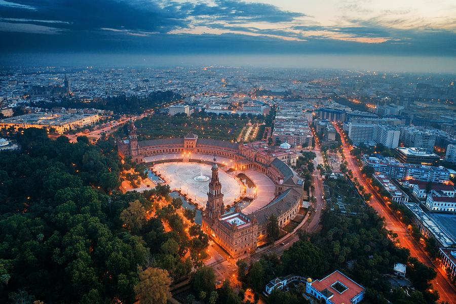 Seville Plaza de Espana aerial view Photograph by Songquan Deng