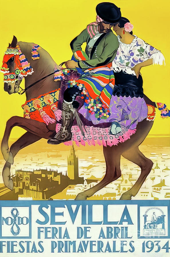 Seville Spain Spring Festival Poster 1934 Drawing by M G Whittingham