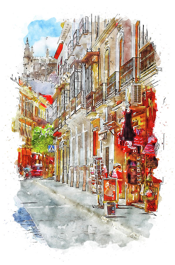 Seville, the colorful streets of Spain - 21 Painting by AM FineArtPrints