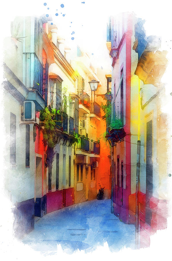 Seville, the colorful streets of Spain - 37 Painting by AM FineArtPrints