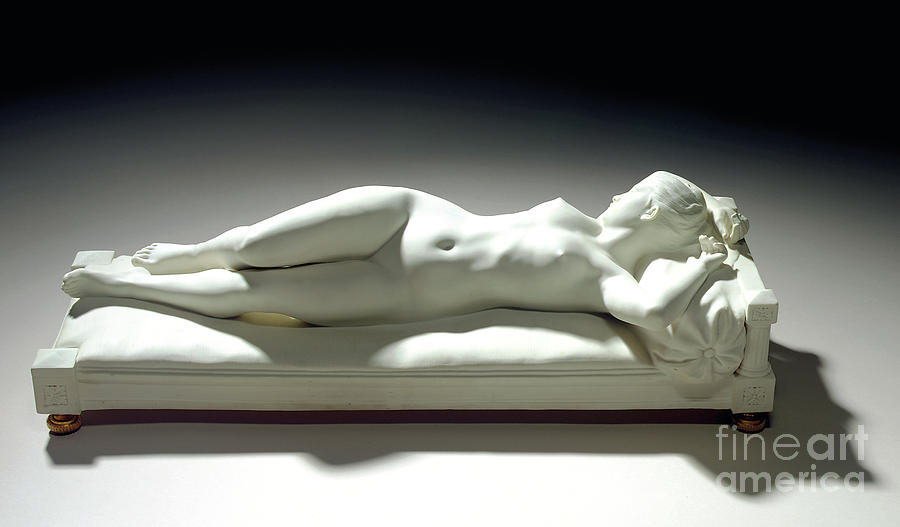 Sevres biscuit figure of a recumbent nude, Le Repos, 1904 Sculpture by Alfred Boucher