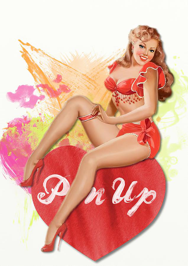 Sexy Girl Valentine Pin Up  Drawing by Peter Driben