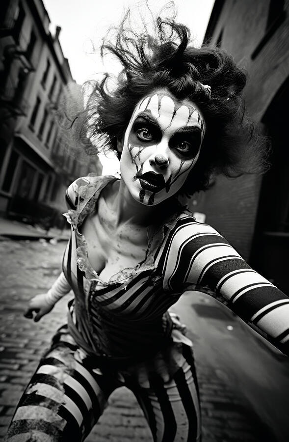 Black And White Photograph - Sexy Horror Clown by My Head Cinema