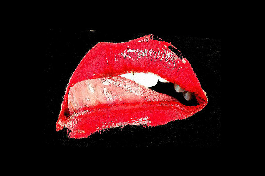 Sexy Lip Bite Mouth Lipstick Licking T-Shirt Tees Tee by Tony Rubino
