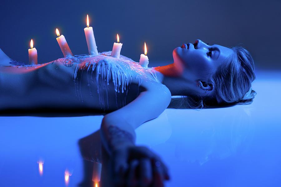 Sexy Woman With Burning Candles On Body Photograph By Andrey Guryanov