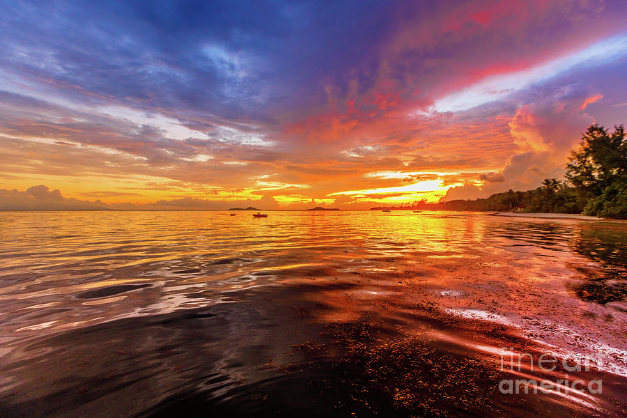 Seychelles sunset cloudy sky Photograph by Benny Marty