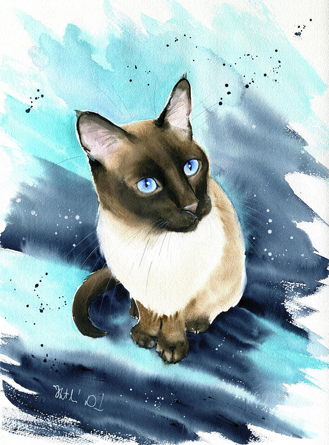 Seymour Siamese Cat Painting Painting by Dora Hathazi Mendes