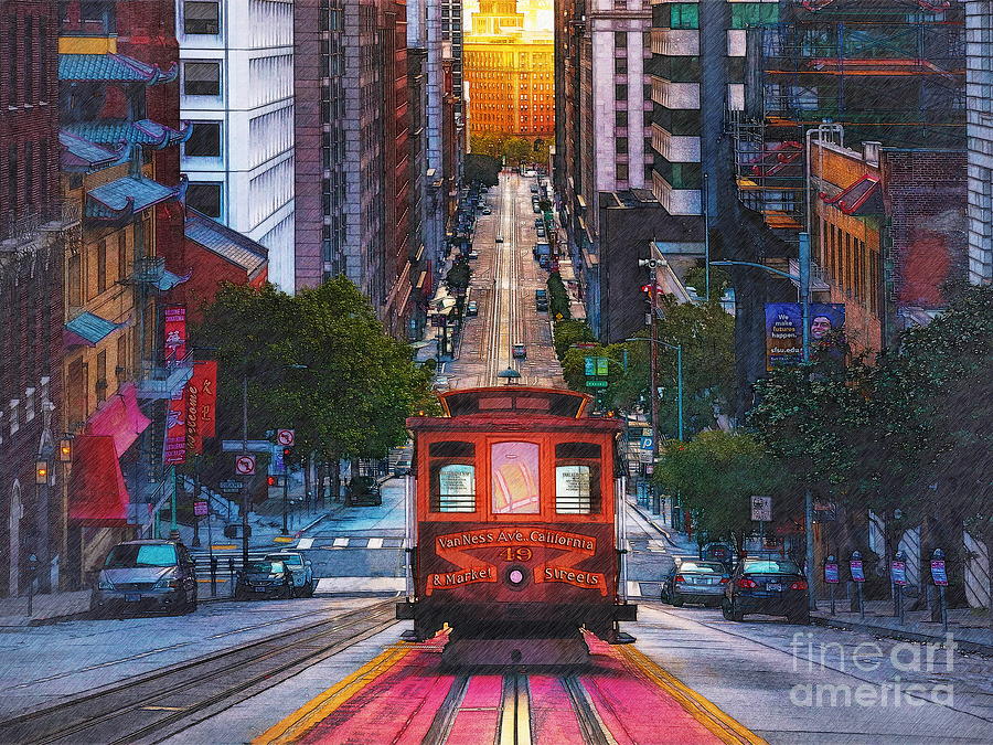 SF Cable Car Digital Art by Jerzy Czyz