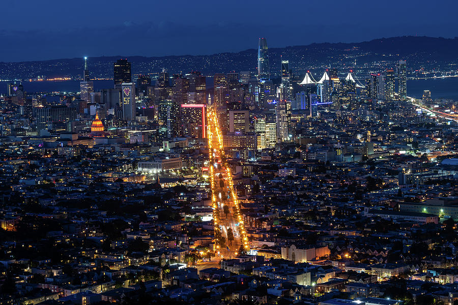 SF Downtown At Night Photograph by Vlad Troyanker - Fine Art America