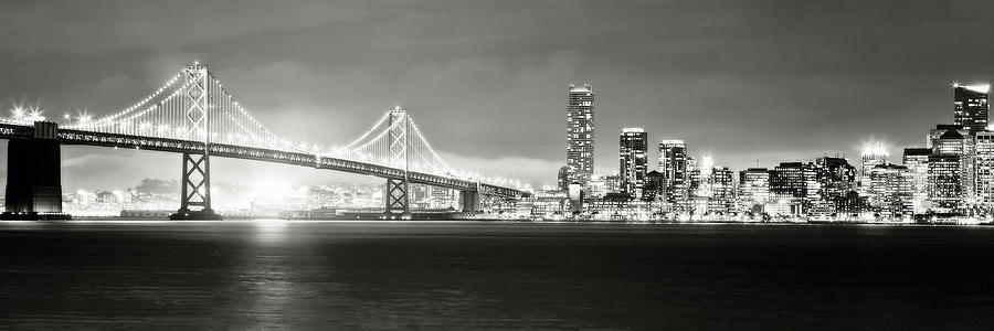 SF Giants under Bay Bridge at night, San Francisco Photograph by Eduard Moldoveanu