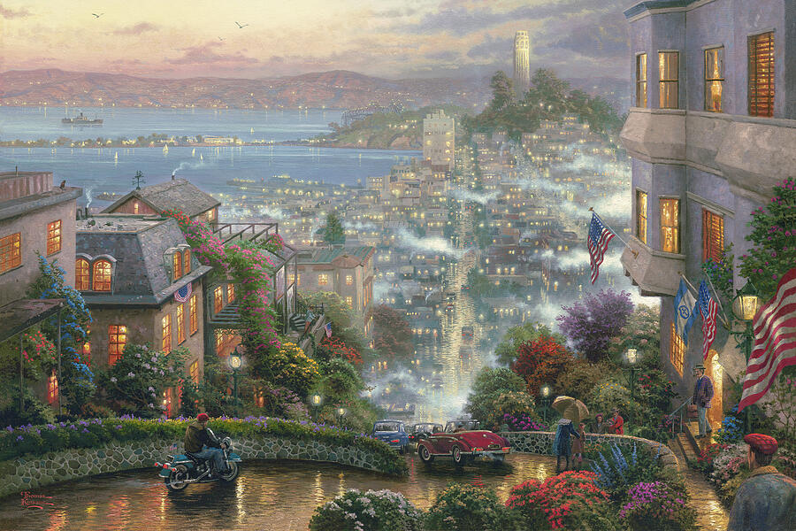 Sf Lombard Street II Painting by Thomas Kinkade Sf Lombard Street II Painting by Thomas Kinkade