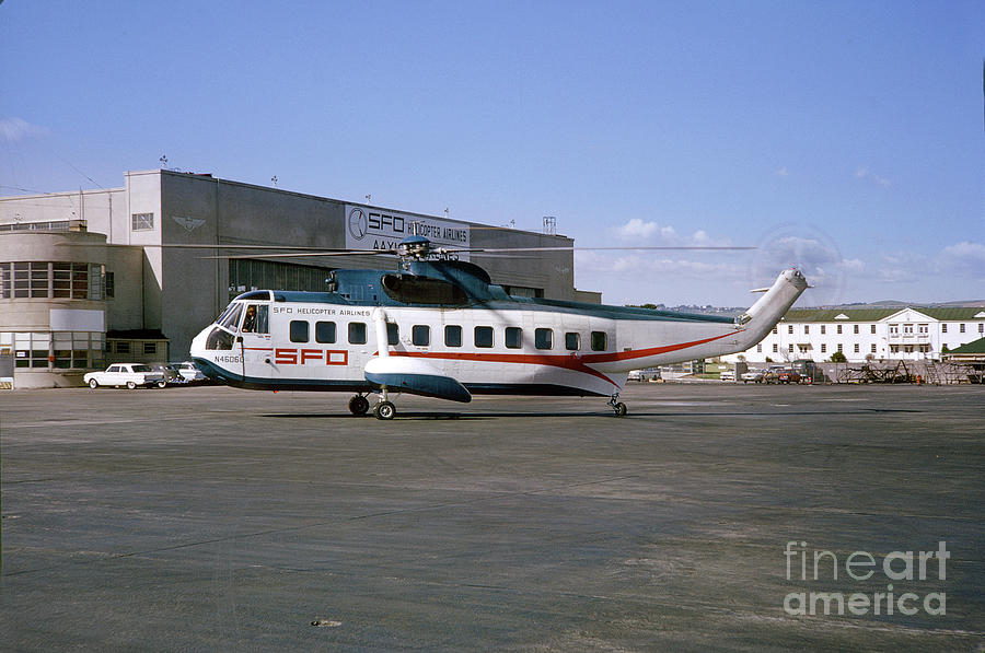 SFO Helicopter Lines, Sikorsky S-61N, N46060, Oakland, 1965 Photograph by Wernher Krutein