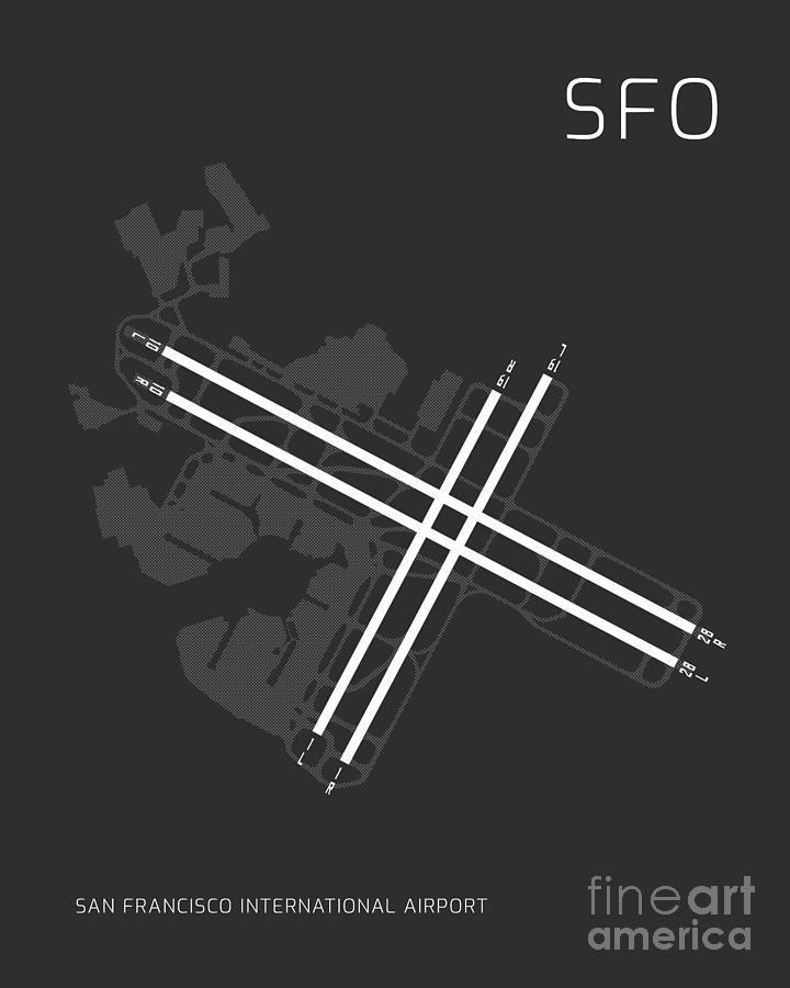 SFO - San Francisco International Airport Runway Diagram Art Digital ...