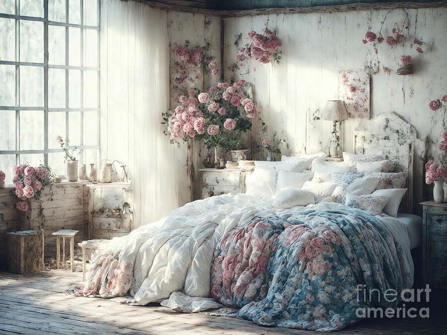 Shabby Chic Bedroom Digital Art by Michelle Meenawong