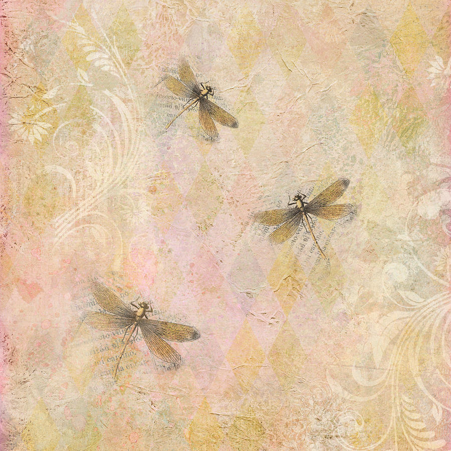 Shabby Chic Dragonflies Digital Art by Peggy Collins