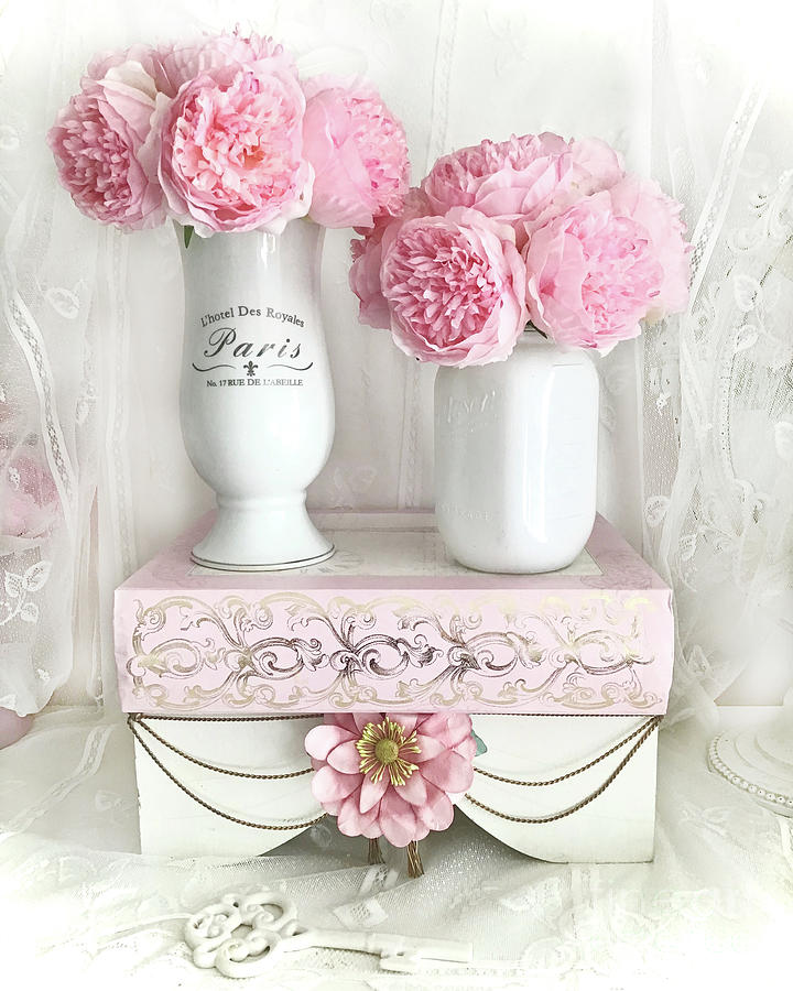 Shabby Chic Pink Pastel Peonies - Romantic Parisian Pink White Paris Peony  Flowers Home Decor Photograph by Kathy Fornal - Fine Art America