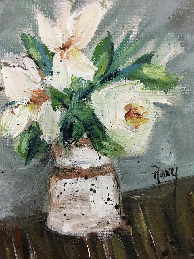 Shabby Gardenias in a Jug Painting by Roxy Rich