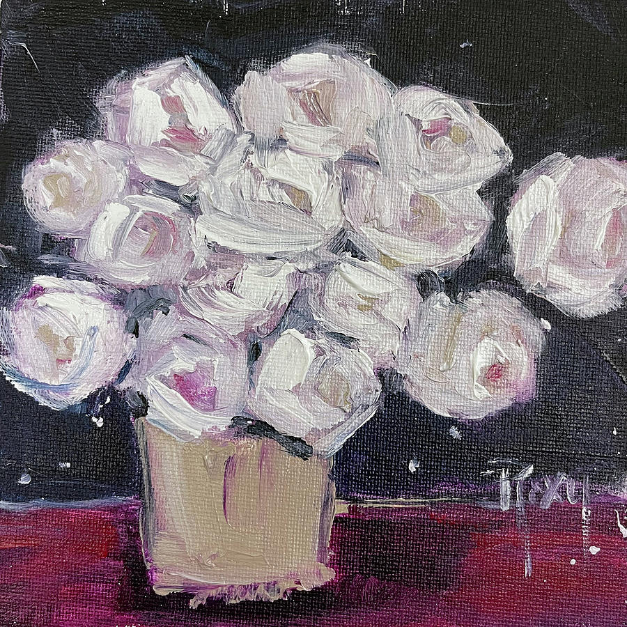Shabby Night Roses Painting by Roxy Rich