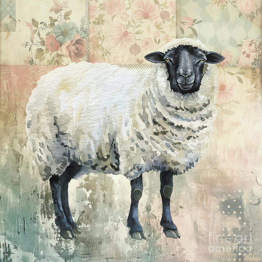 Shabby Sheep Painting by Tina LeCour Shabby Sheep Painting by Tina LeCour