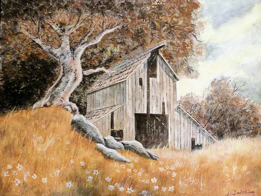 Shaded Barn   Painting by Joel Smith