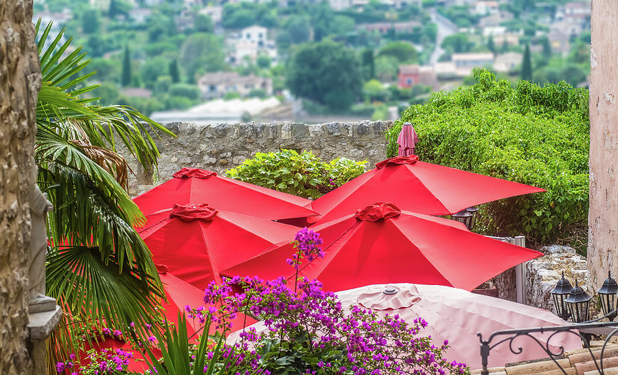 Shaded terrace in Saint Paul de Vence on the French Riviera Photograph by Jean-Luc Farges