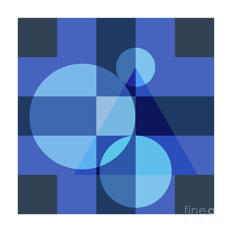 Shades of Blue Square Graphical Abstract Digital Art by Nilesh Bhange