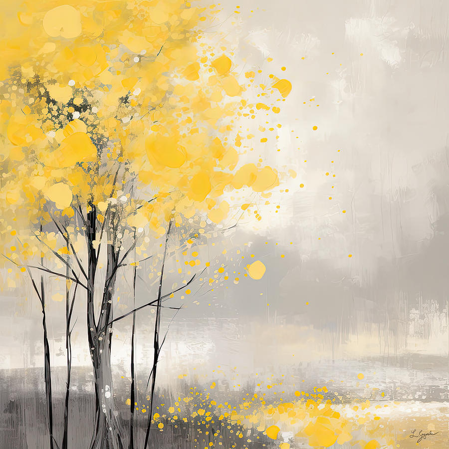 Yellow Digital Art - Shades of Yellow and Gray Paintings by Lourry Legarde