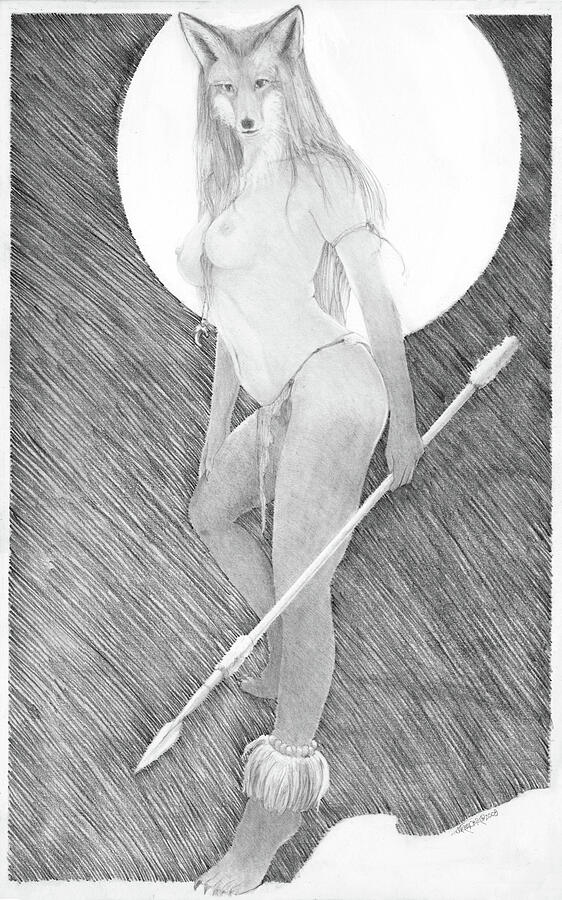Shadow Fox Spirit Hunter Drawing by Joel Keener Shadow Fox Spirit Hunter Drawing by Joel Keener