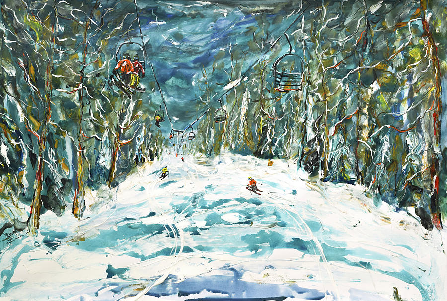 Shadow Mountain Chair Aspen Ski Print  Painting by Pete Caswell