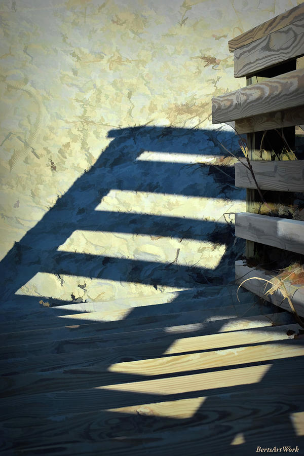 Shadow of Beach Rail Stairs Photograph by Roberta Byram