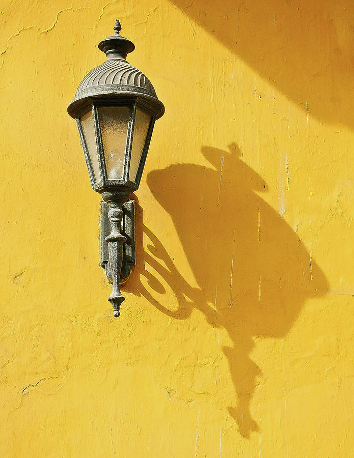 Shadow of Street Lamp - Cartagena, Colombia Photograph by David Morehead