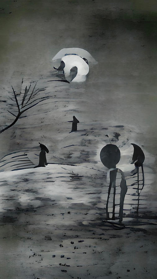 Shadow People Beneath the Moon Digital Art by Vennie Kocsis
