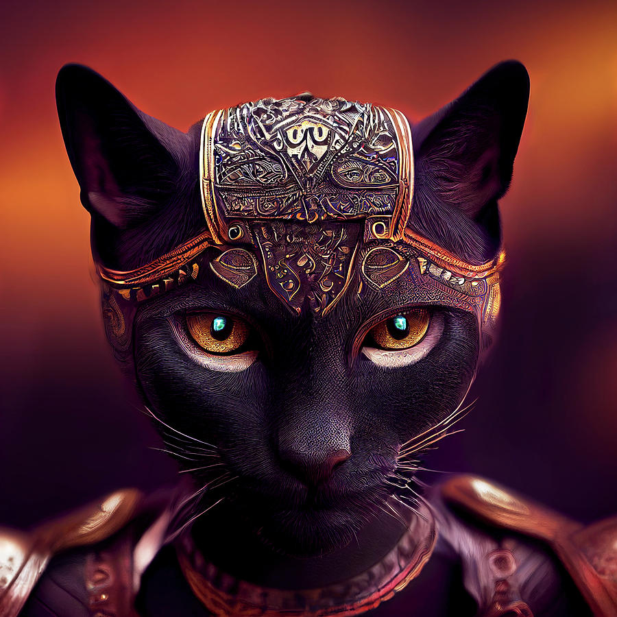 Shadow the Black Cat Warrior Digital Art by Peggy Collins