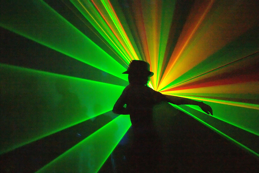 Shadows and Laser Lights in Rave Party Photograph by Tristan Savatier