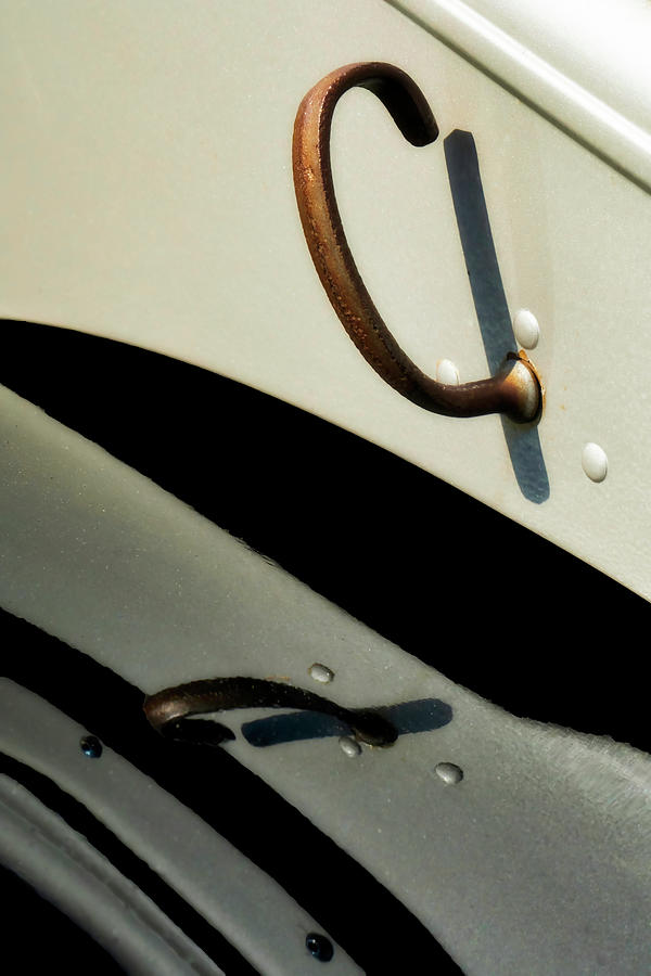 Shadows And Reflections Of  Vintage Car Handle Photograph by Gary Slawsky
